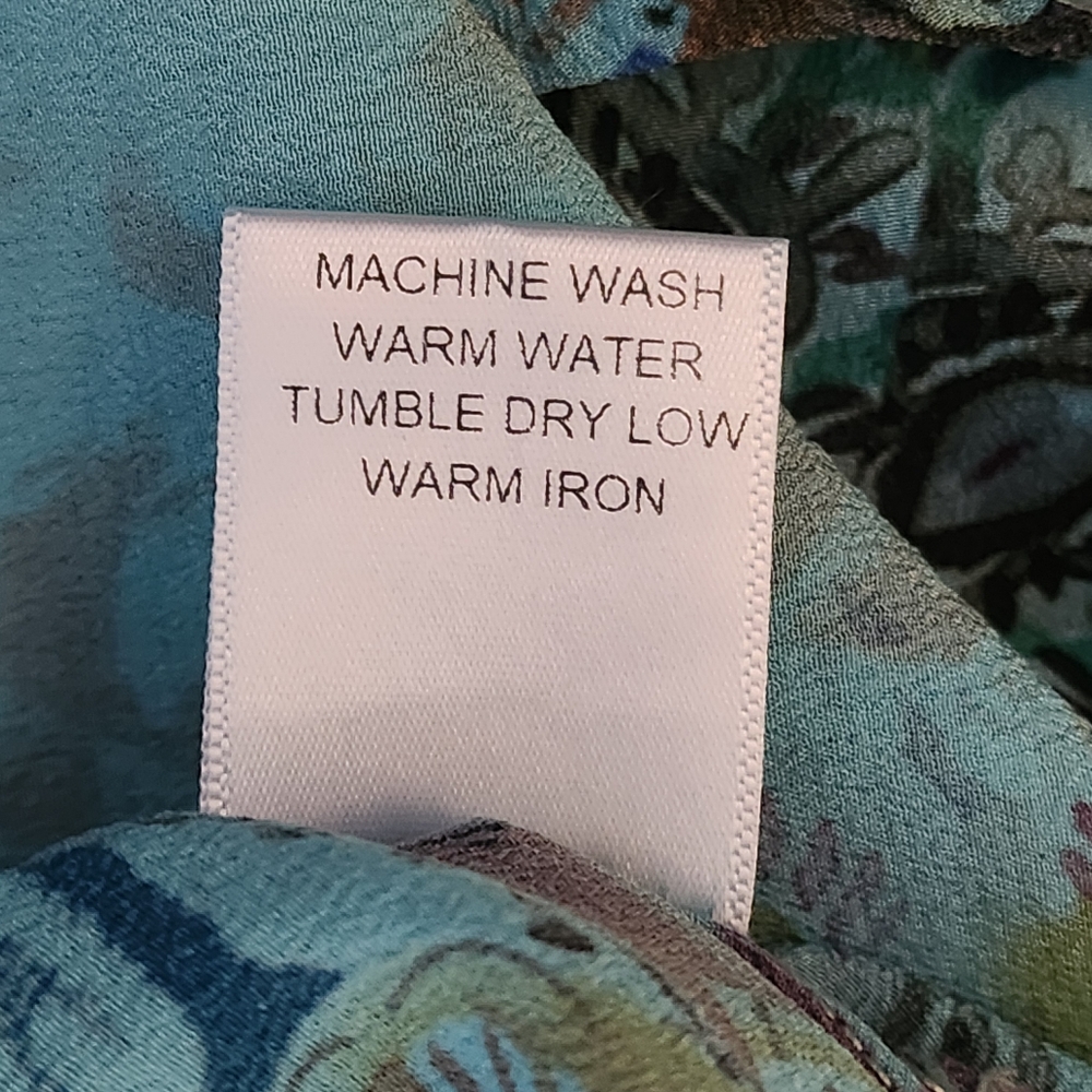 TIANELLO by STEVE BARRAZA Tunic Medium Silk Floral Asymmetrical Hem Art To Wear - Picture 11 of 15